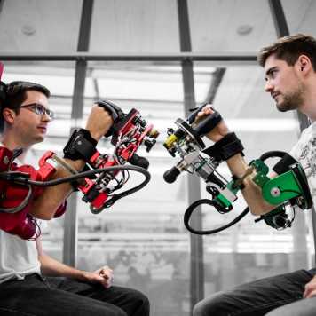 Enlarged view: picture form the subproject Social rewards in robot-assisted multi-subject rehab exercises: Impact of cooperation and competition on functional outcome